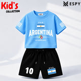 Kids Brazil World Cup Cotton Drop Shoulder T-Shirt & Pant Set