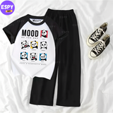 Contrast Summer Casual Two Piece Sets Fashion Women Kawaii Print T-Shirt And Pants Outfits Tracksuits
