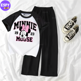 Contrast Summer Casual Two Piece Sets Fashion Women Kawaii Print T-Shirt And Pants Outfits Tracksuits