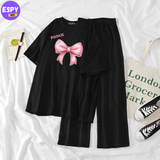 Pookie Summer Casual Two Piece Sets Fashion Women Floral Print T-Shirt And Straight Pants Outfits Tracksuits