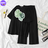 Summer Casual Two Piece Sets Fashion Women Printed T-Shirt And Straight Pants Outfits