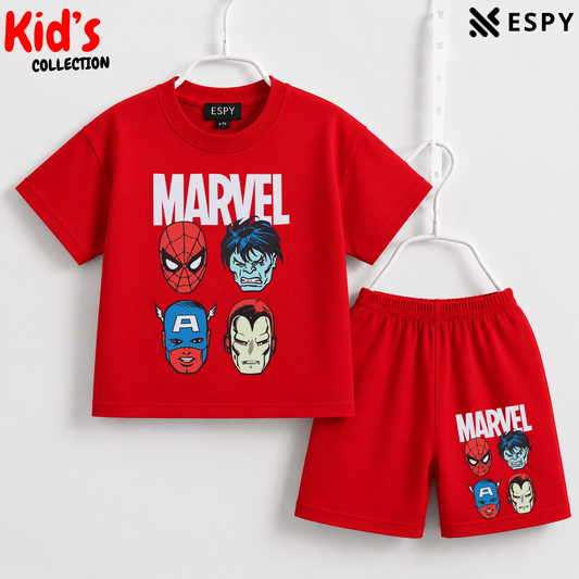 Soft Cotton Drop Shoulder T-Shirt & Shorts Set for Kids