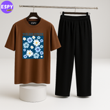 Women Summer Casual Two Piece Sets Printed T-Shirt And Straight Pants Outfits