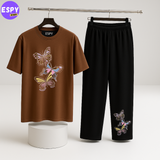Women Summer Casual Two Piece Sets Printed T-Shirt And Straight Pants Outfits