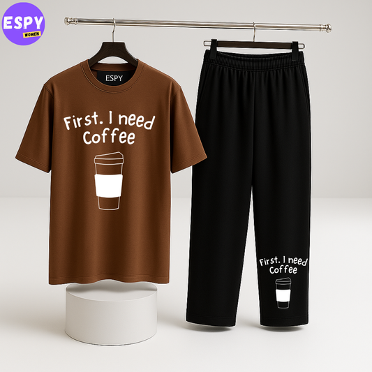 Women Summer Casual Two Piece Sets Printed T-Shirt And Straight Pants Outfits