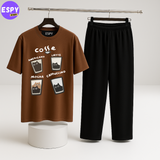 Women Summer Casual Two Piece Sets Printed T-Shirt And Straight Pants Outfits