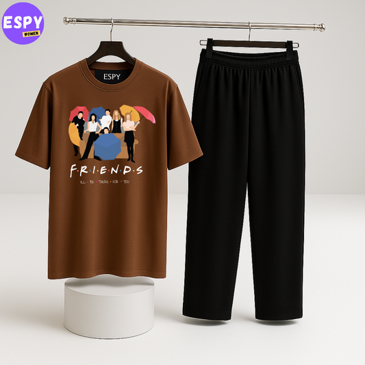 Women Summer Casual Two Piece Sets Printed T-Shirt And Straight Pants Outfits