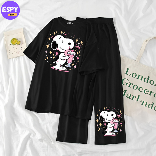 Women Summer Casual Two Piece Sets  Printed T-Shirt And Straight Pants Outfits