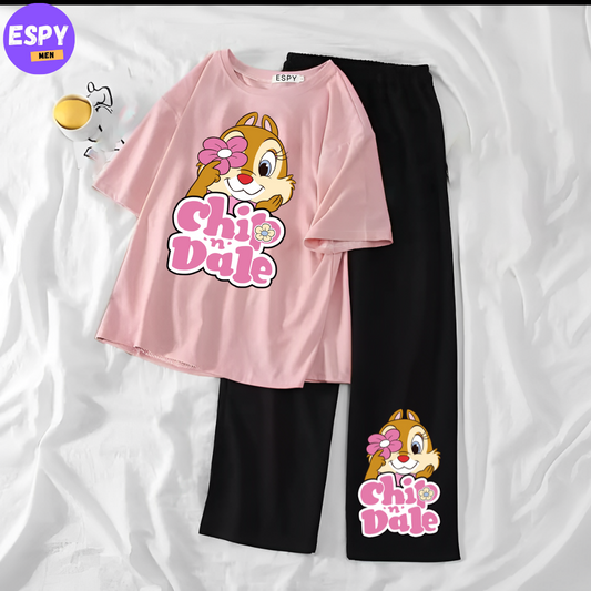 Women Summer Casual Two Piece Sets  Printed T-Shirt And Straight Pants Outfits