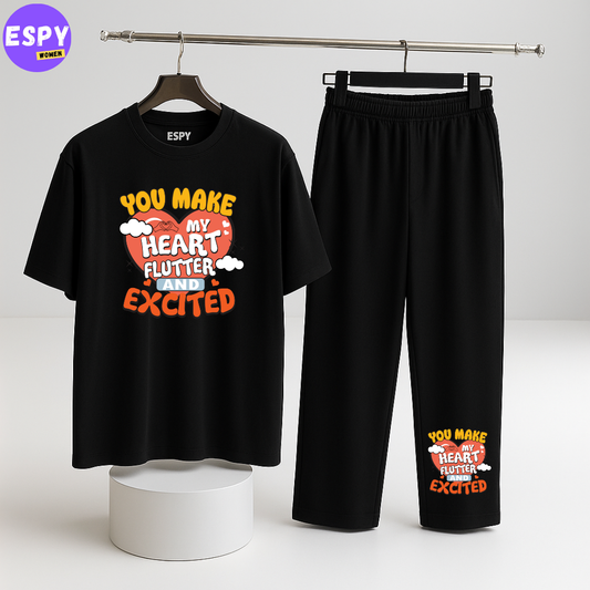 Women Summer Casual Two Piece Sets Printed T-Shirt And Straight Pants Outfits