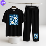 Women Summer Casual Two Piece Sets Printed T-Shirt And Straight Pants Outfits