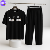 Women Summer Casual Two Piece Sets Printed T-Shirt And Straight Pants Outfits