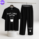 Women Summer Casual Two Piece Sets Printed T-Shirt And Straight Pants Outfits