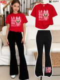 Trendy Girls Printed Co-Ord Set with Flared Pants