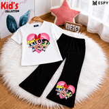 Trendy Kids 2-Piece Outfit Set – Top & Black Flared Pants