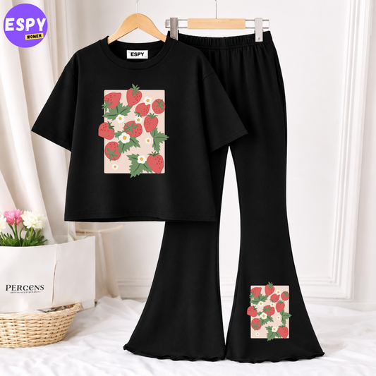 Trendy Women’s Co-Ord Set – Loose Fit Tee & Bootcut Pants