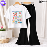 Trendy Women’s Co-Ord Set – Loose Fit Tee & Bootcut Pants