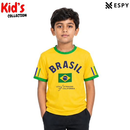 Kids Brazil World Cup Cotton Drop Shoulder T-Shirt