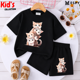 Kids Matching Drop Shoulder T-Shirt and Shorts Set