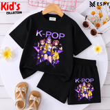 Kids Matching Drop Shoulder T-Shirt and Shorts Set