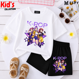 Kids Matching Drop Shoulder T-Shirt and Shorts Set