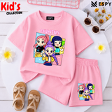 Kids Matching Drop Shoulder T-Shirt and Shorts Set