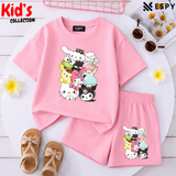Kids Matching Drop Shoulder T-Shirt and Shorts Set
