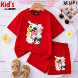 Kids Matching Drop Shoulder T-Shirt and Shorts Set