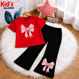 Trendy Kids 2-Piece Outfit Set – Top & Black Flared Pants