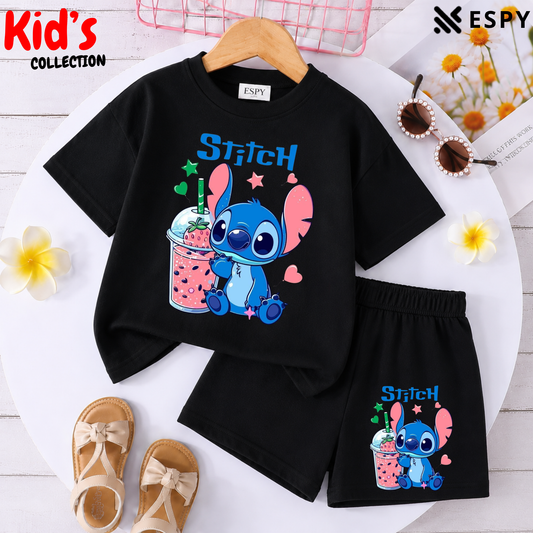 Kids Matching Drop Shoulder T-Shirt and Shorts Set