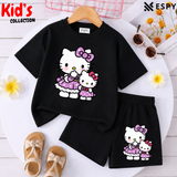 Kids Matching Drop Shoulder T-Shirt and Shorts Set