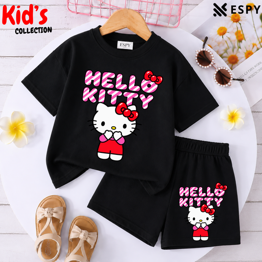 Kids Matching Drop Shoulder T-Shirt and Shorts Set