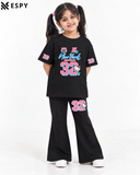 Trendy Girls 2-Piece Co-Ord Set with Black Flared Pants
