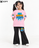 Trendy Girls 2-Piece Co-Ord Set with Black Flared Pants