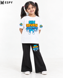 Trendy Girls 2-Piece Co-Ord Set with Black Flared Pants