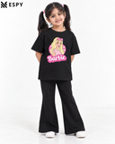 Trendy Barbie Girls 2-Piece Co-Ord Set with Black Flared Pants