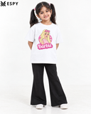Trendy Barbie Girls 2-Piece Co-Ord Set with Black Flared Pants