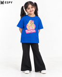 Trendy Barbie Girls 2-Piece Co-Ord Set with Black Flared Pants