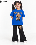 Trendy Labubu Girls 2-Piece Co-Ord Set with Black Flared Pants