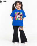 Trendy Kuromi Girls 2-Piece Co-Ord Set with Black Flared Pants