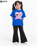 Trendy Kuromi Girls 2-Piece Co-Ord Set with Black Flared Pants