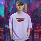 Buy Men's Lavender Graphic Printed Oversized T-shirt