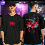 Buy Men's Black Spider man Graphic Printed Oversized T-shirt