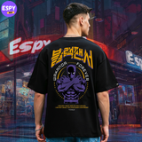 Buy Men's Black Graphic Printed Oversized T-shirt