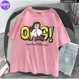 Kawaii - Oversized Printed Pink T shirt