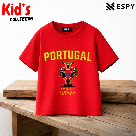 Kids Portugal World Cup Cotton Drop Shoulder T-Shirt