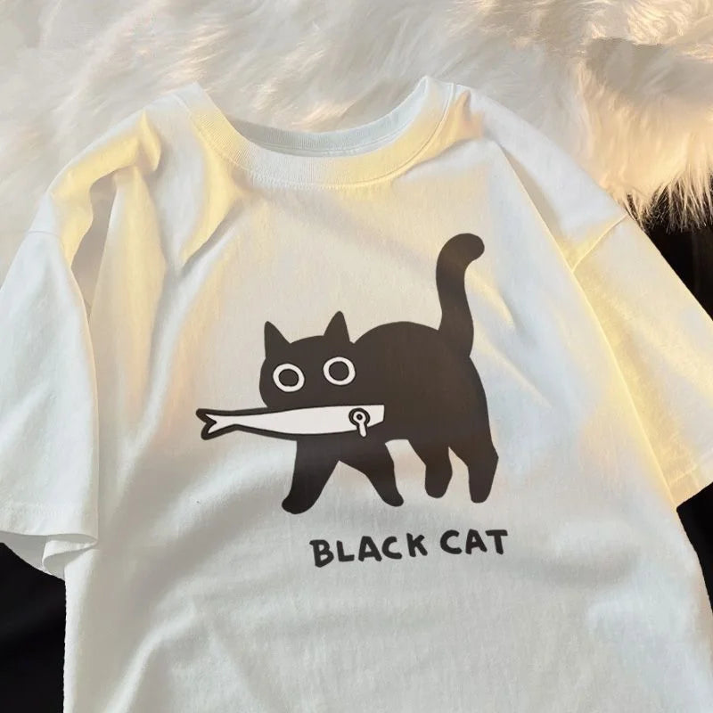 Cat Pure Cotton Trendy Summer Unisex T-shirt