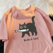 Cat Pure Cotton Trendy Summer Unisex T-shirt