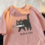 Cat Pure Cotton Trendy Summer Unisex T-shirt