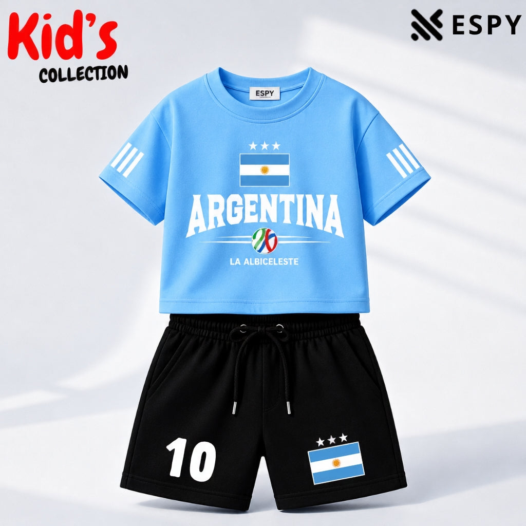 Kids Brazil  World Cup Cotton Drop Shoulder T-Shirt & Pant Set